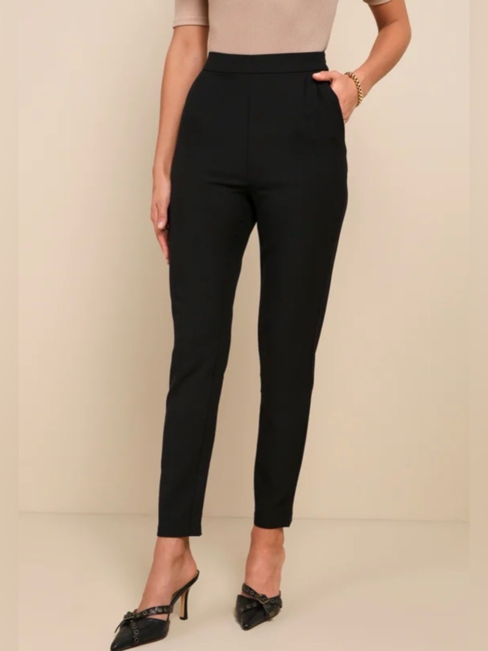 Lulu's Kick It Black High-Waisted Trouser Pants